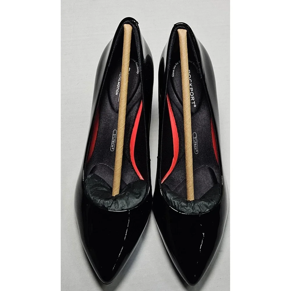 Rockport Total Motion TM‎ Salima Pump CG7773 Black Patent Leather Block Heel 5M